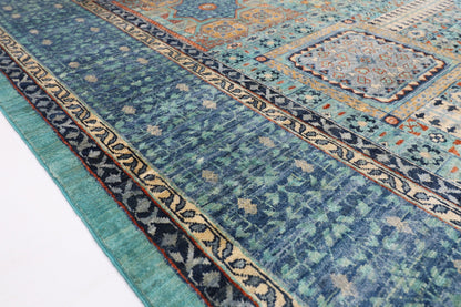 271 x 370 cm | Traditional Mamluk Area Rug Afghan Hand Knotted veg Dye Wool carpet - ART WOOL CARPET