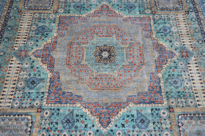 271 x 370 cm | Traditional Mamluk Area Rug Afghan Hand Knotted veg Dye Wool carpet - ART WOOL CARPET