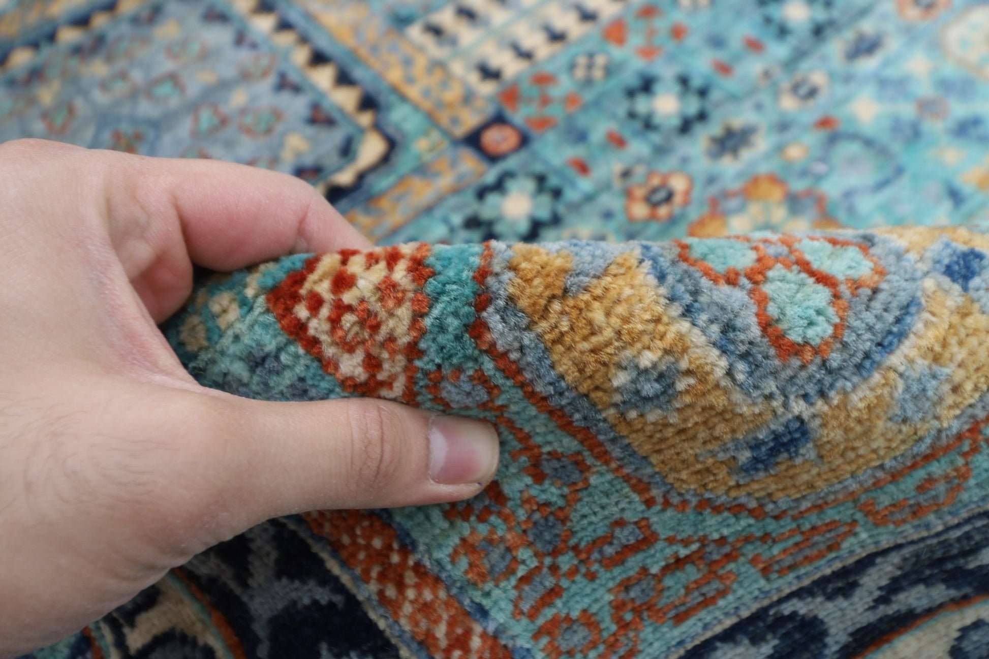 271 x 370 cm | Traditional Mamluk Area Rug Afghan Hand Knotted veg Dye Wool carpet - ART WOOL CARPET