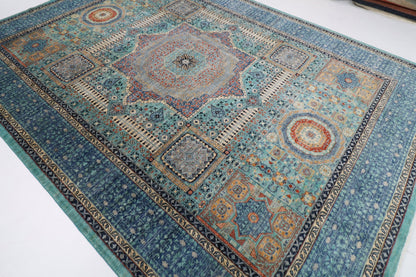 271 x 370 cm | Traditional Mamluk Area Rug Afghan Hand Knotted veg Dye Wool carpet - ART WOOL CARPET