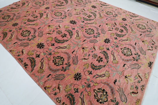 272 x 365 cm | Tribal Pink Large Area Rug Afghan Hand Knotted veg Dye Wool carpet - ART WOOL CARPET