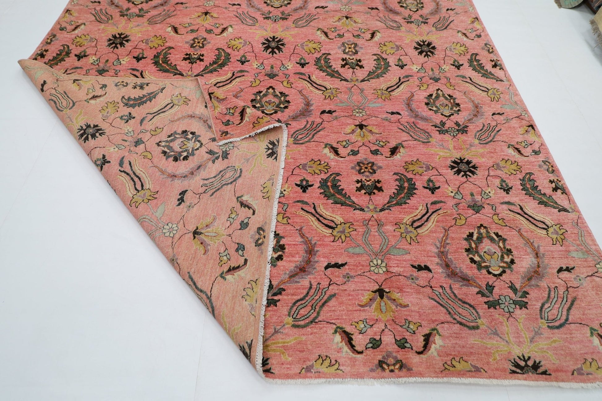 272 x 365 cm | Tribal Pink Large Area Rug Afghan Hand Knotted veg Dye Wool carpet - ART WOOL CARPET