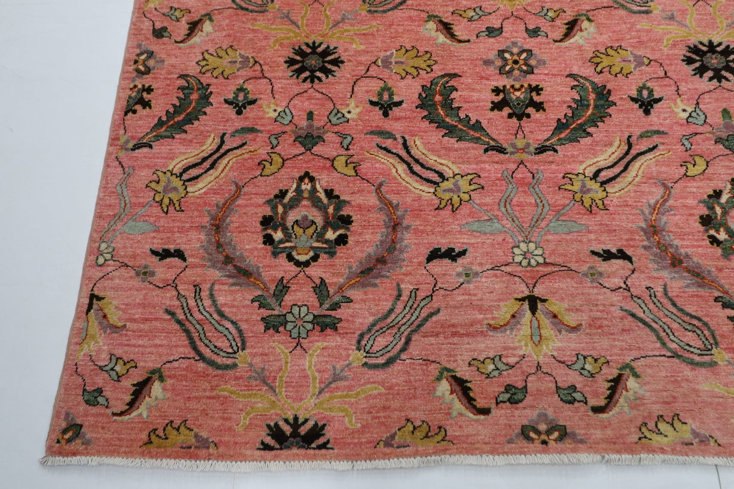 272 x 365 cm | Tribal Pink Large Area Rug Afghan Hand Knotted veg Dye Wool carpet - ART WOOL CARPET