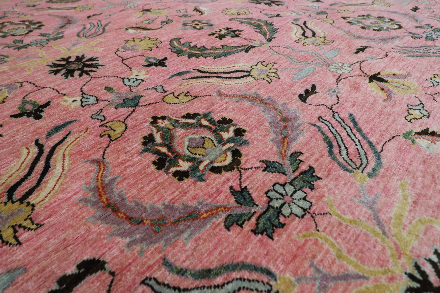 272 x 365 cm | Tribal Pink Large Area Rug Afghan Hand Knotted veg Dye Wool carpet - ART WOOL CARPET