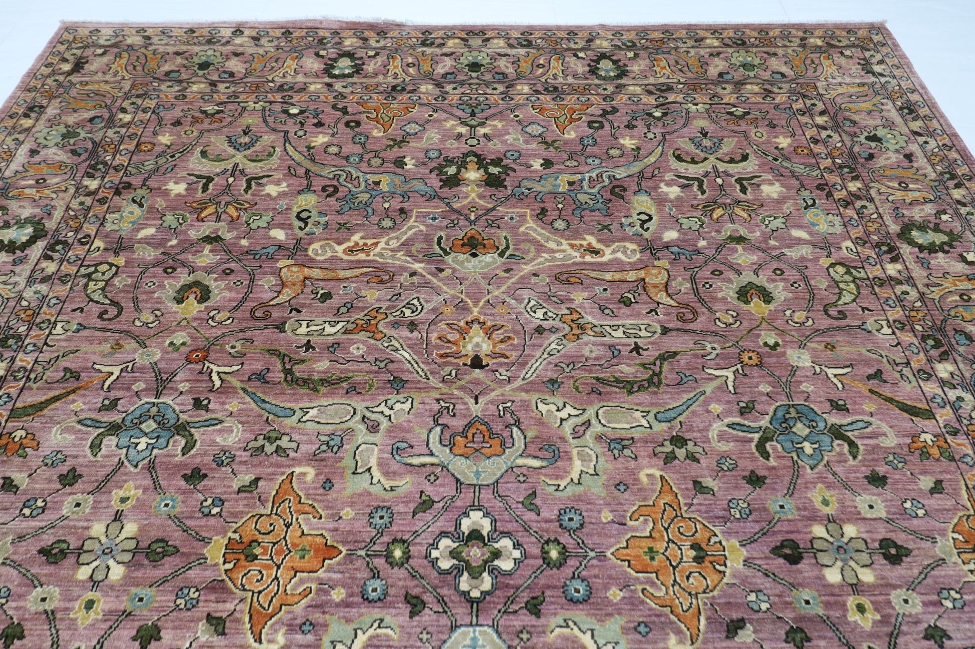 274 x 362 cm | Bidjar Pink Oriental Area Rug Afghan Hand Knotted Veg Dye Wool carpet - ART WOOL CARPET