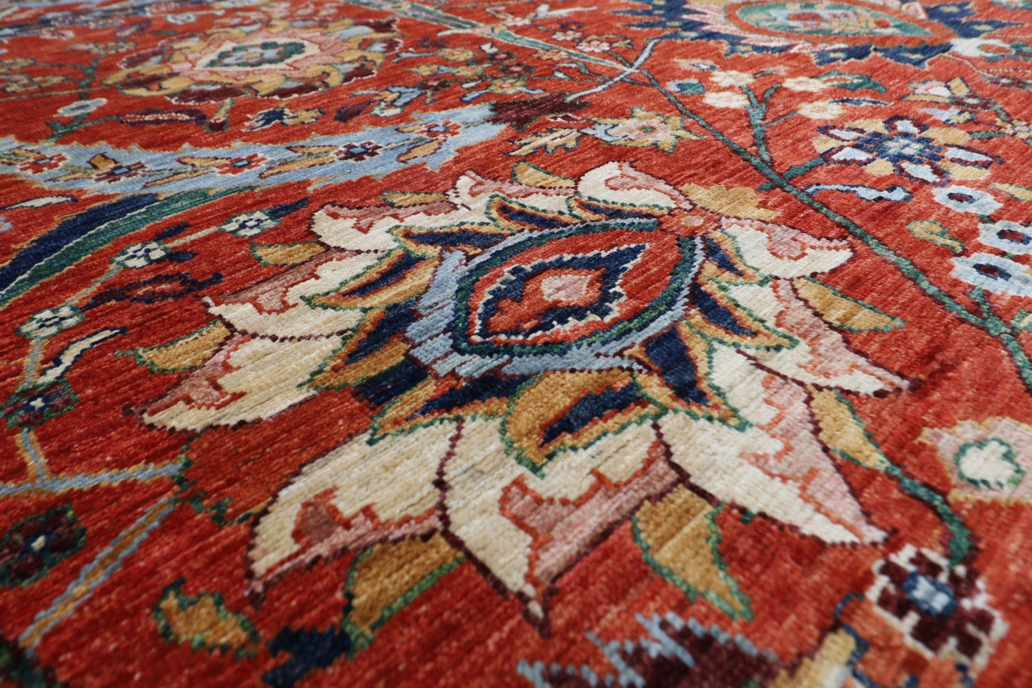 274 x 371 cm | Traditional Red Area Rug Afghan Hand Knotted veg Dye Wool carpet - ART WOOL CARPET