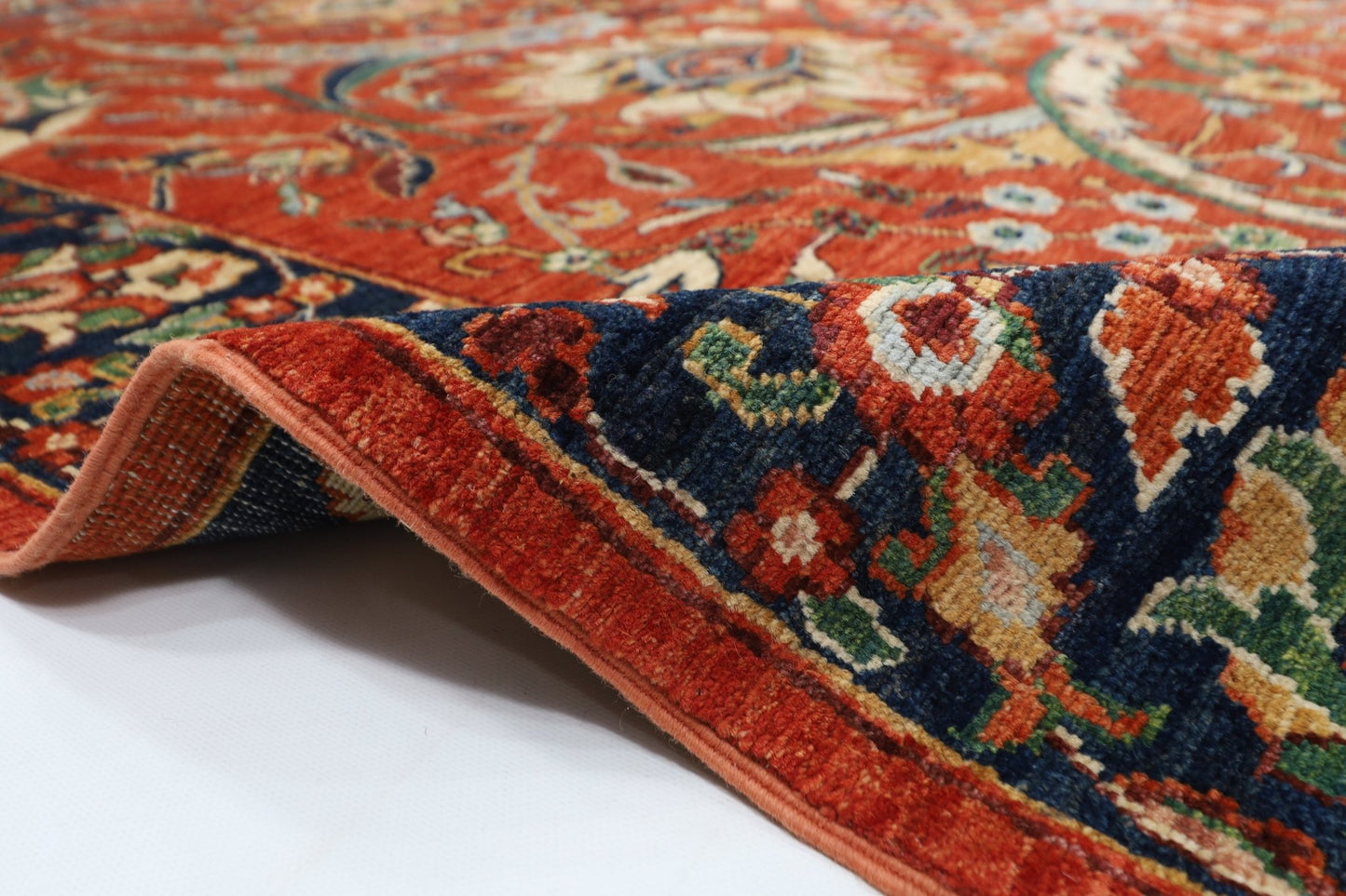 274 x 371 cm | Traditional Red Area Rug Afghan Hand Knotted veg Dye Wool carpet - ART WOOL CARPET