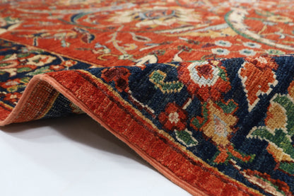 274 x 371 cm | Traditional Red Area Rug Afghan Hand Knotted veg Dye Wool carpet - ART WOOL CARPET