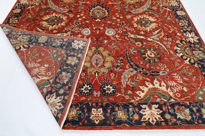 274 x 371 cm | Traditional Red Area Rug Afghan Hand Knotted veg Dye Wool carpet - ART WOOL CARPET