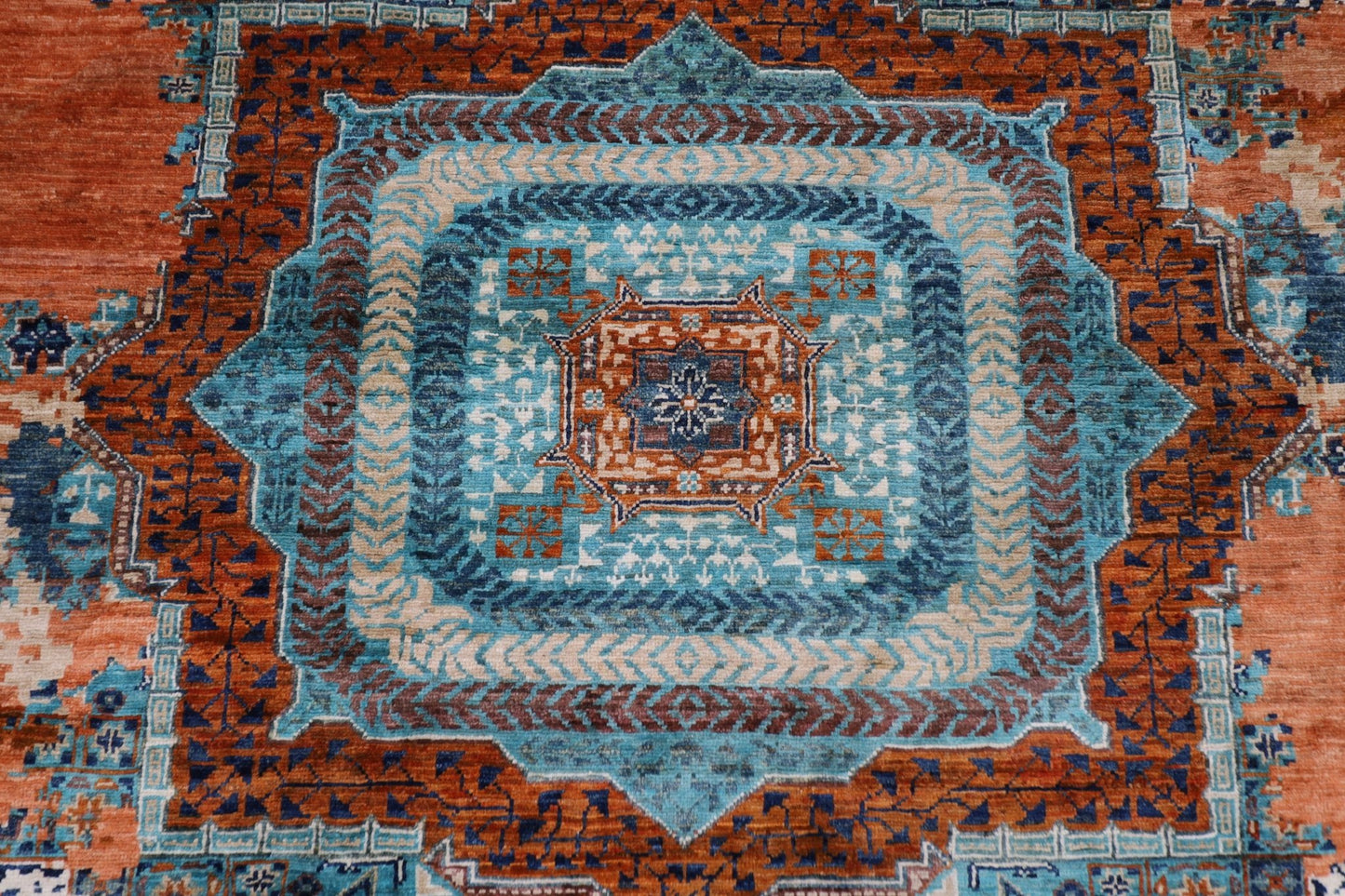 278 x 363 cm | Mamluk Large Area Rug Afghan Hand Knotted veg Dye Wool carpet - ART WOOL CARPET