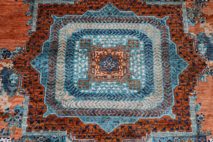 278 x 363 cm | Mamluk Large Area Rug Afghan Hand Knotted veg Dye Wool carpet - ART WOOL CARPET