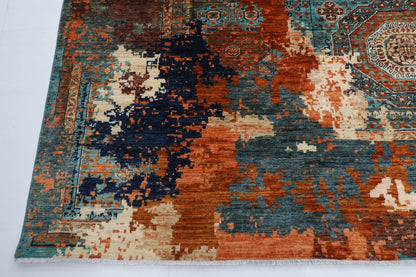 278 x 363 cm | Mamluk Large Area Rug Afghan Hand Knotted veg Dye Wool carpet - ART WOOL CARPET