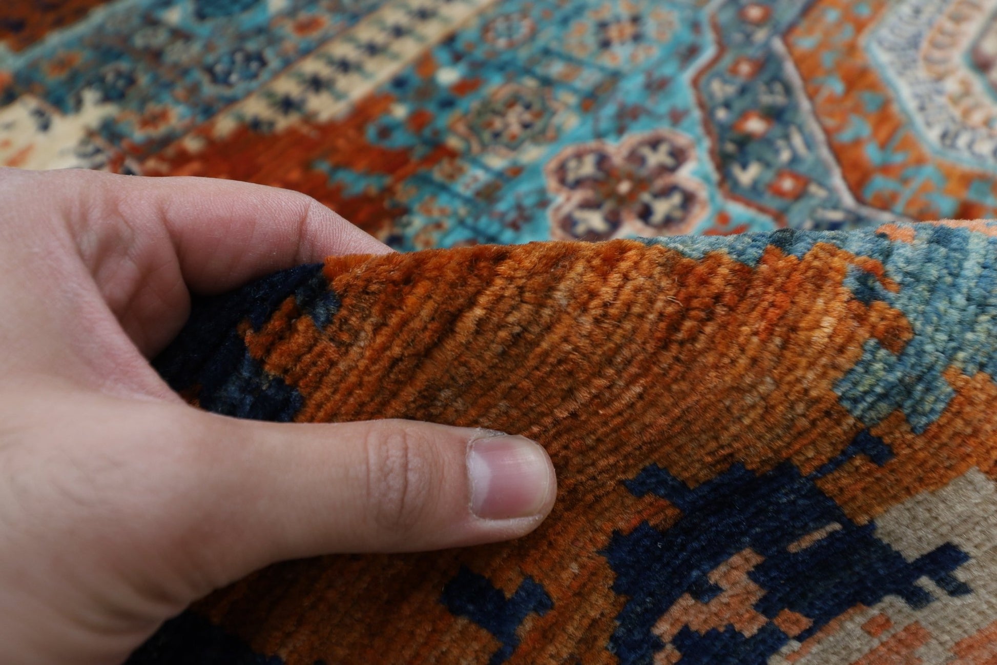 278 x 363 cm | Mamluk Large Area Rug Afghan Hand Knotted veg Dye Wool carpet - ART WOOL CARPET