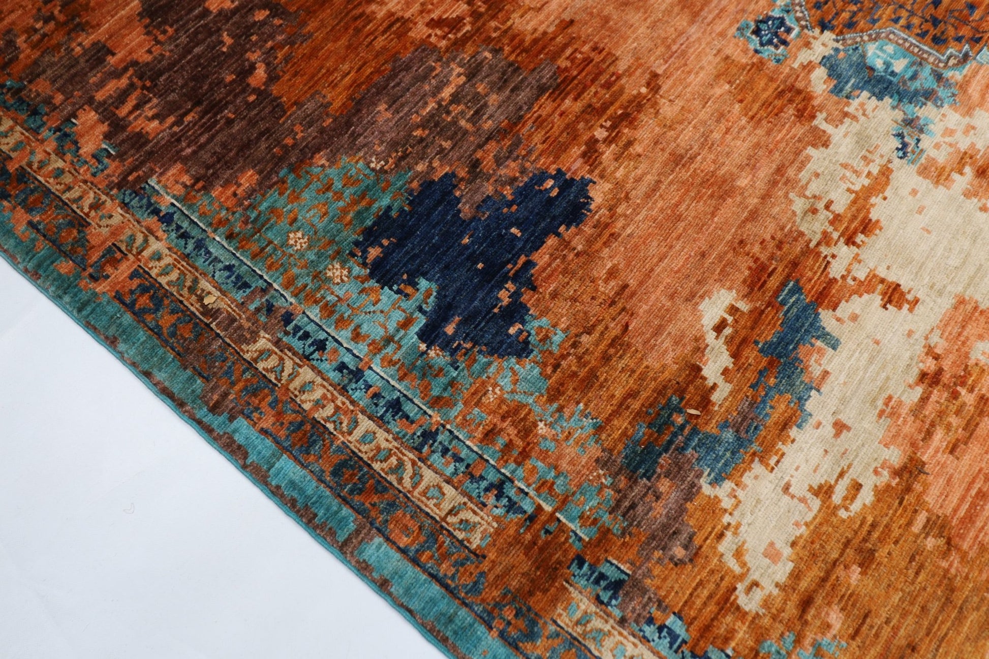 278 x 363 cm | Mamluk Large Area Rug Afghan Hand Knotted veg Dye Wool carpet - ART WOOL CARPET