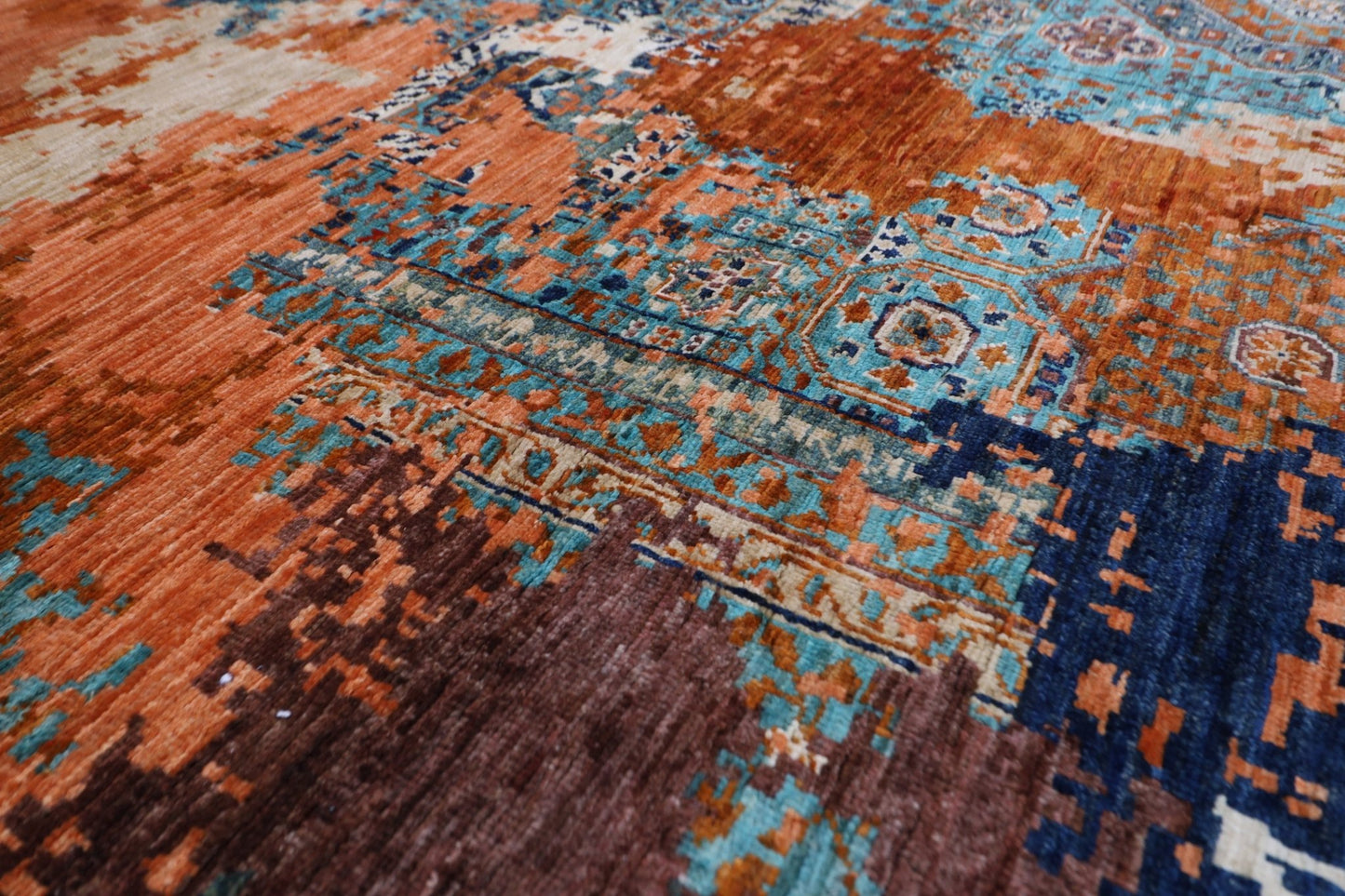 278 x 363 cm | Mamluk Large Area Rug Afghan Hand Knotted veg Dye Wool carpet - ART WOOL CARPET