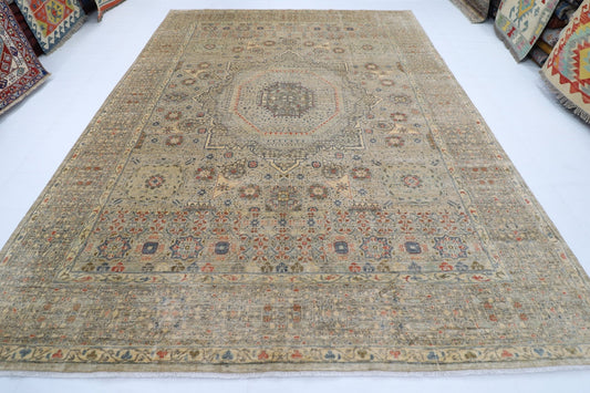 278 x 370 cm | Traditional Mamluk Area Rug Afghan Hand Knotted veg Dye Wool carpet - ART WOOL CARPET