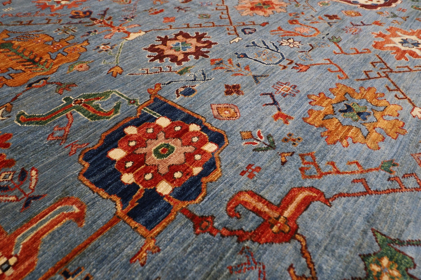 279 x 357 cm | Tribal Gray Area Rug Afghan Hand Knotted veg Dye Wool carpet - ART WOOL CARPET