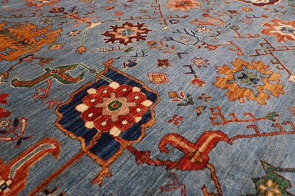 279 x 357 cm | Tribal Gray Area Rug Afghan Hand Knotted veg Dye Wool carpet - ART WOOL CARPET