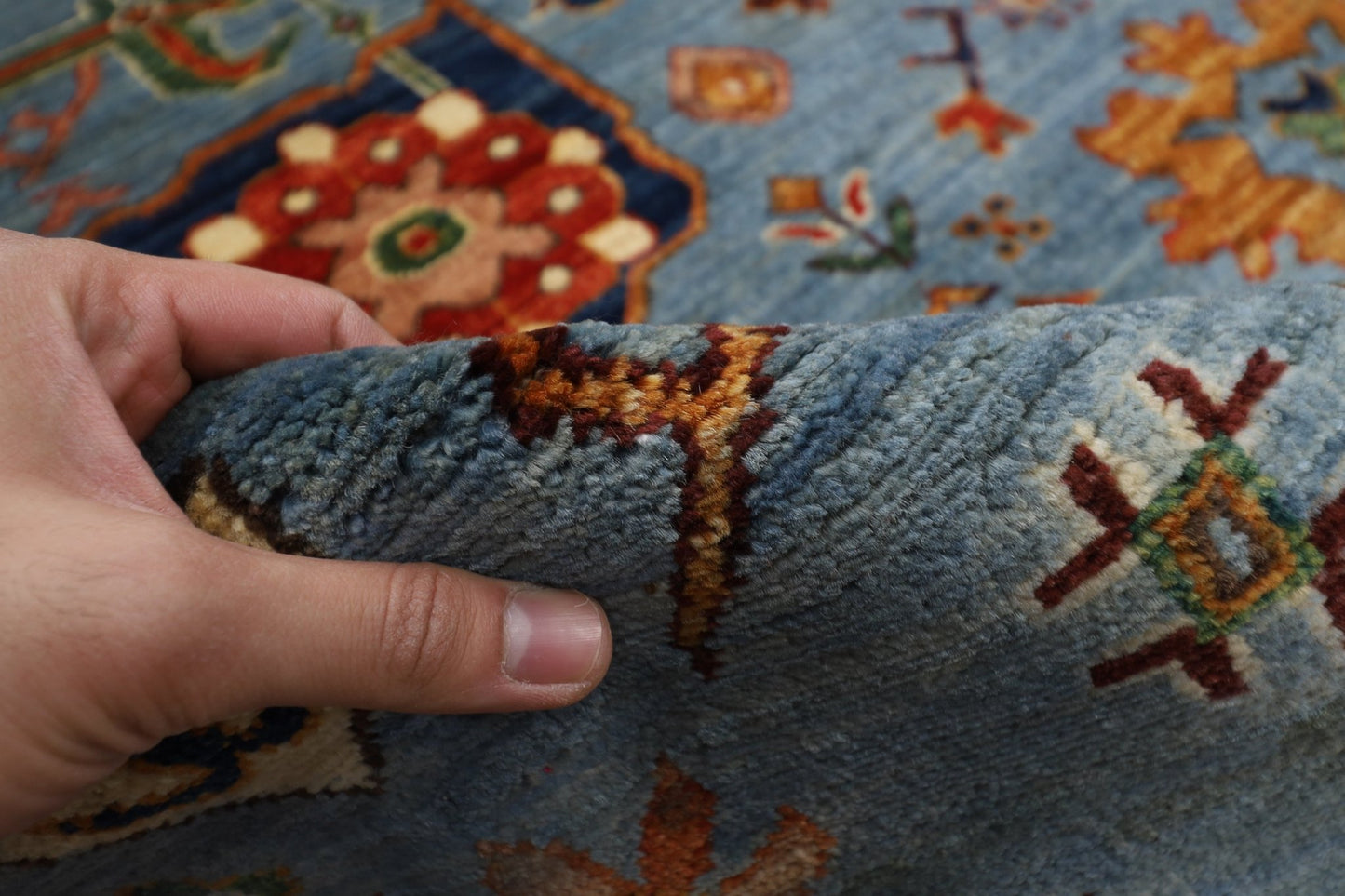 279 x 357 cm | Tribal Gray Area Rug Afghan Hand Knotted veg Dye Wool carpet - ART WOOL CARPET