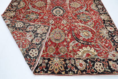 280 x 360 cm | Traditional Red Area Rug Afghan Hand Knotted veg Dye Wool carpet - ART WOOL CARPET