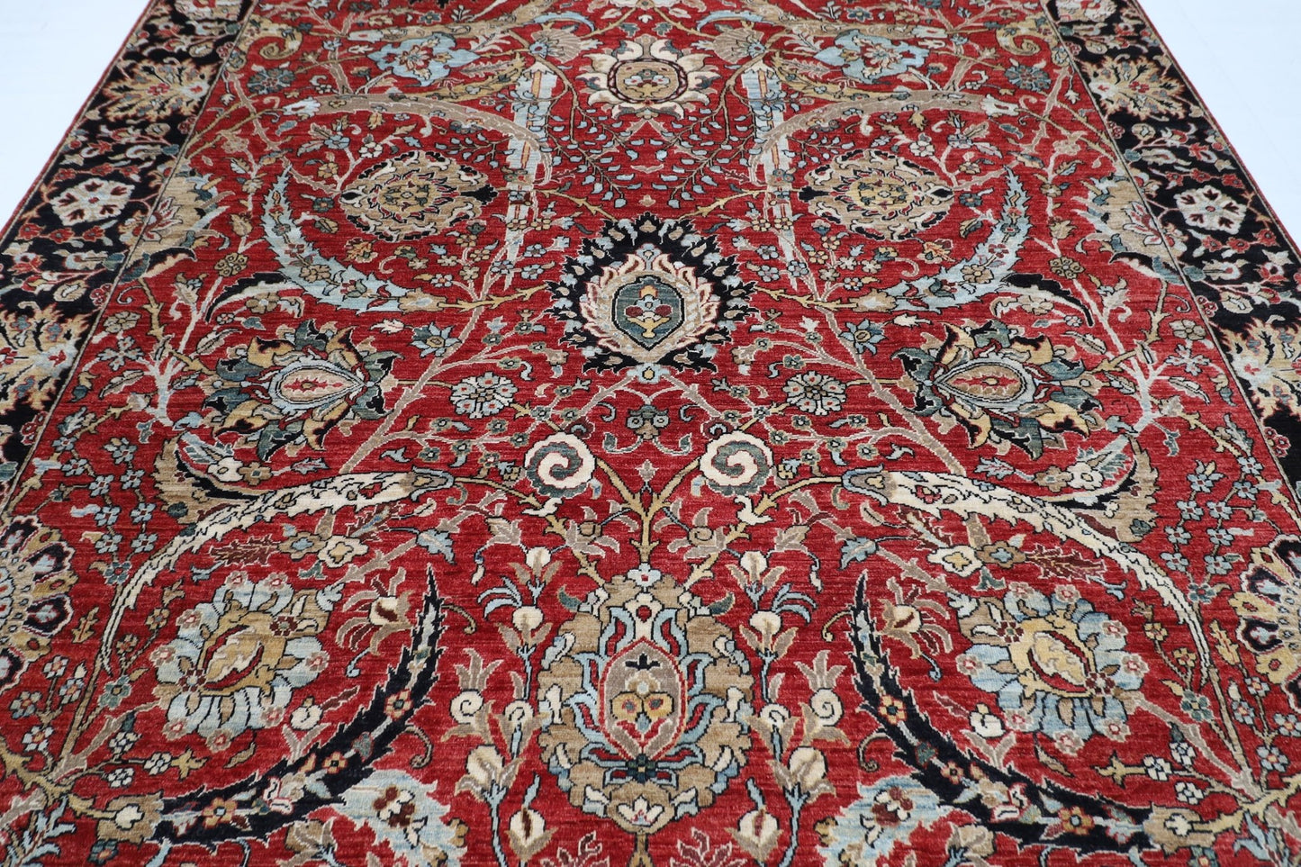 280 x 360 cm | Traditional Red Area Rug Afghan Hand Knotted veg Dye Wool carpet - ART WOOL CARPET