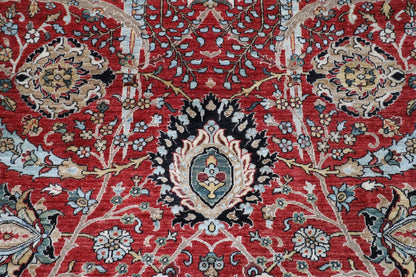280 x 360 cm | Traditional Red Area Rug Afghan Hand Knotted veg Dye Wool carpet - ART WOOL CARPET
