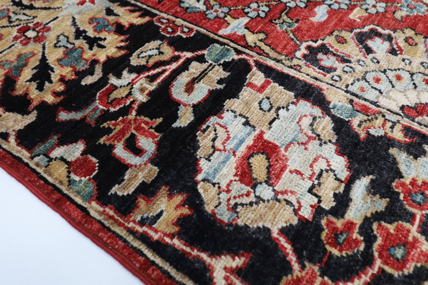 280 x 360 cm | Traditional Red Area Rug Afghan Hand Knotted veg Dye Wool carpet - ART WOOL CARPET