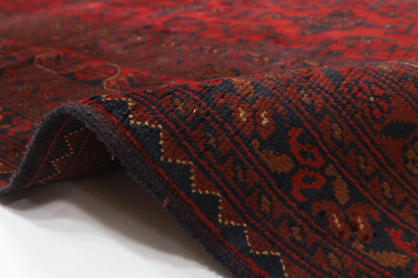 299 x 396 cm | Large Bokhara Red Oriental Area Rug Afghan Hand Knotted Wool carpet - ART WOOL CARPET