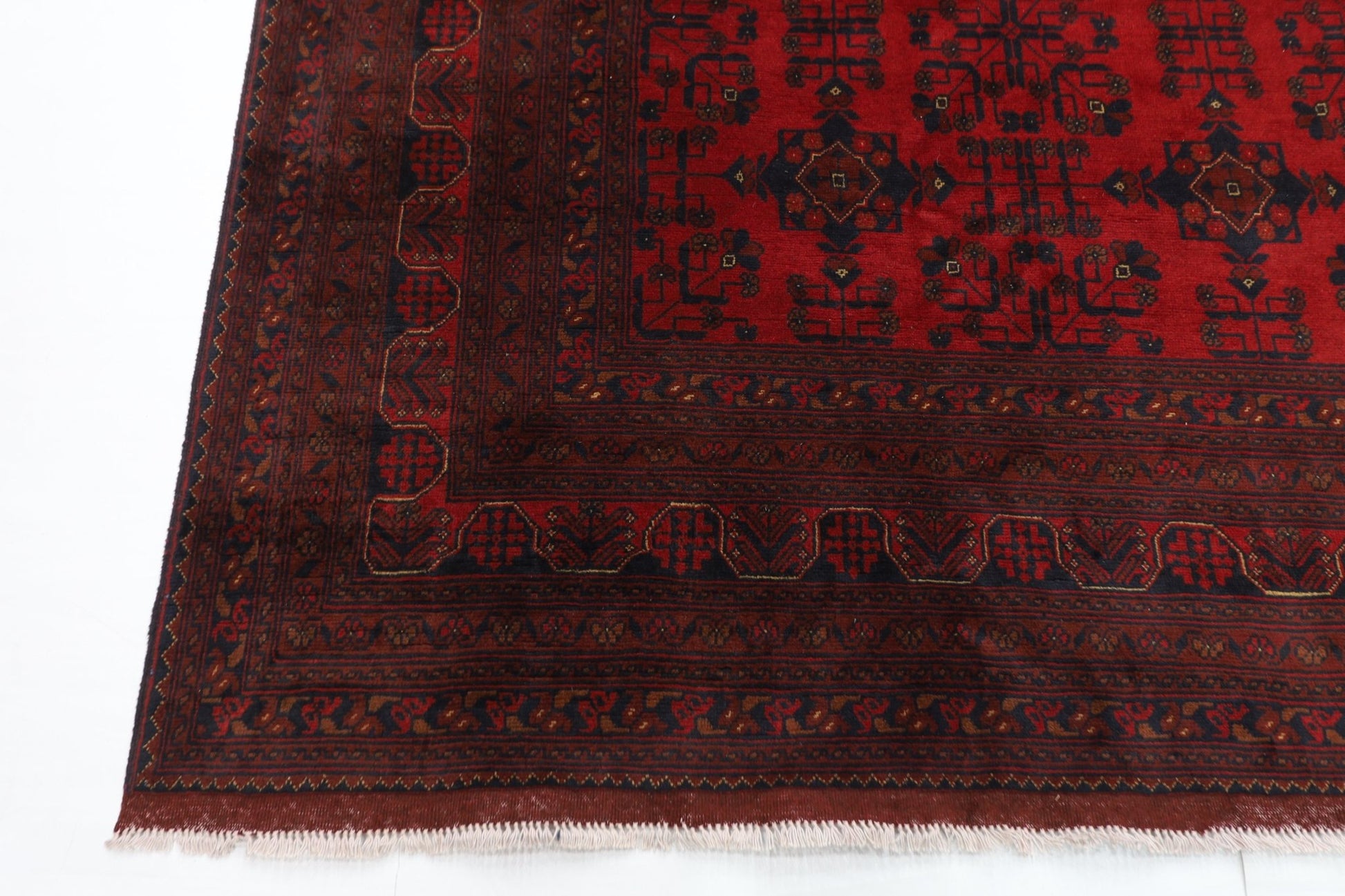 299 x 396 cm | Large Bokhara Red Oriental Area Rug Afghan Hand Knotted Wool carpet - ART WOOL CARPET