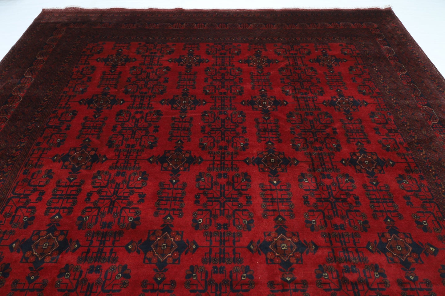 299 x 396 cm | Large Bokhara Red Oriental Area Rug Afghan Hand Knotted Wool carpet - ART WOOL CARPET