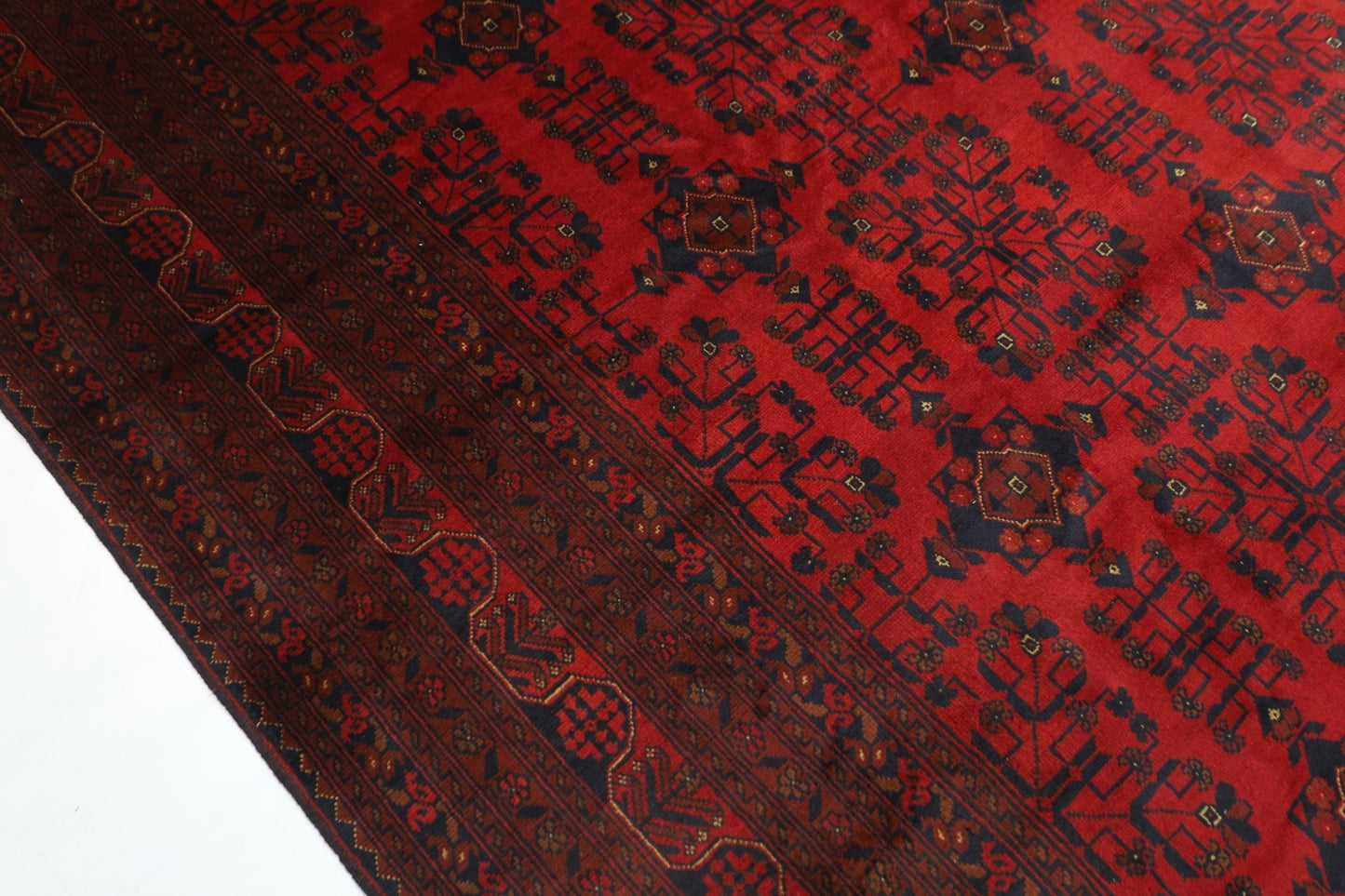 299 x 396 cm | Large Bokhara Red Oriental Area Rug Afghan Hand Knotted Wool carpet - ART WOOL CARPET