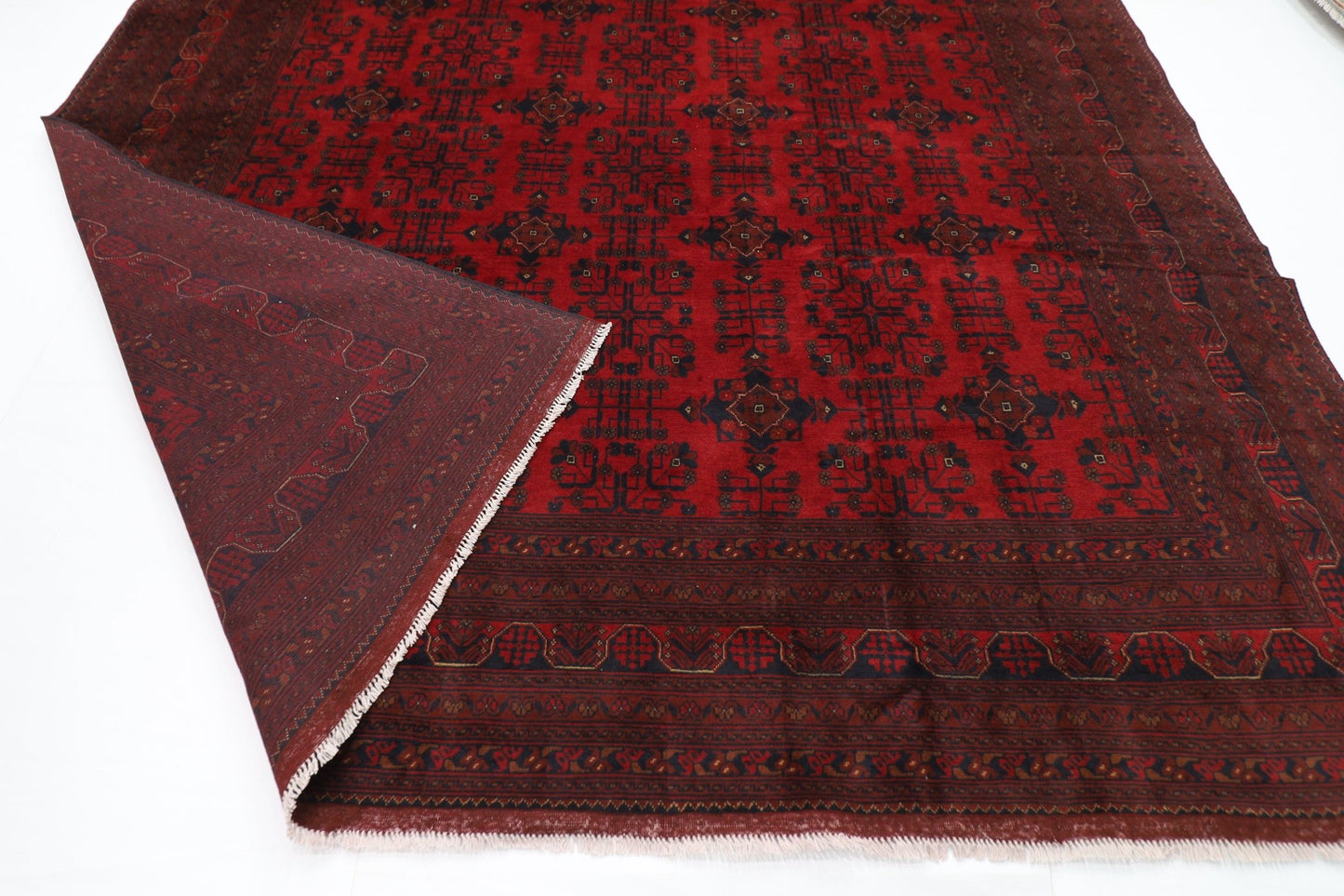 299 x 396 cm | Large Bokhara Red Oriental Area Rug Afghan Hand Knotted Wool carpet - ART WOOL CARPET