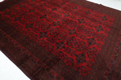 299 x 396 cm | Large Bokhara Red Oriental Area Rug Afghan Hand Knotted Wool carpet - ART WOOL CARPET