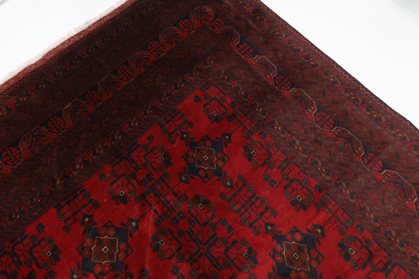 299 x 396 cm | Large Bokhara Red Oriental Area Rug Afghan Hand Knotted Wool carpet - ART WOOL CARPET