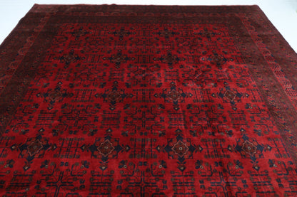 299 x 400 cm | large Bokhara Red Oriental Area Rug Afghan Hand Knotted Wool carpet - ART WOOL CARPET