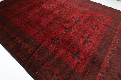 299 x 400 cm | large Bokhara Red Oriental Area Rug Afghan Hand Knotted Wool carpet - ART WOOL CARPET