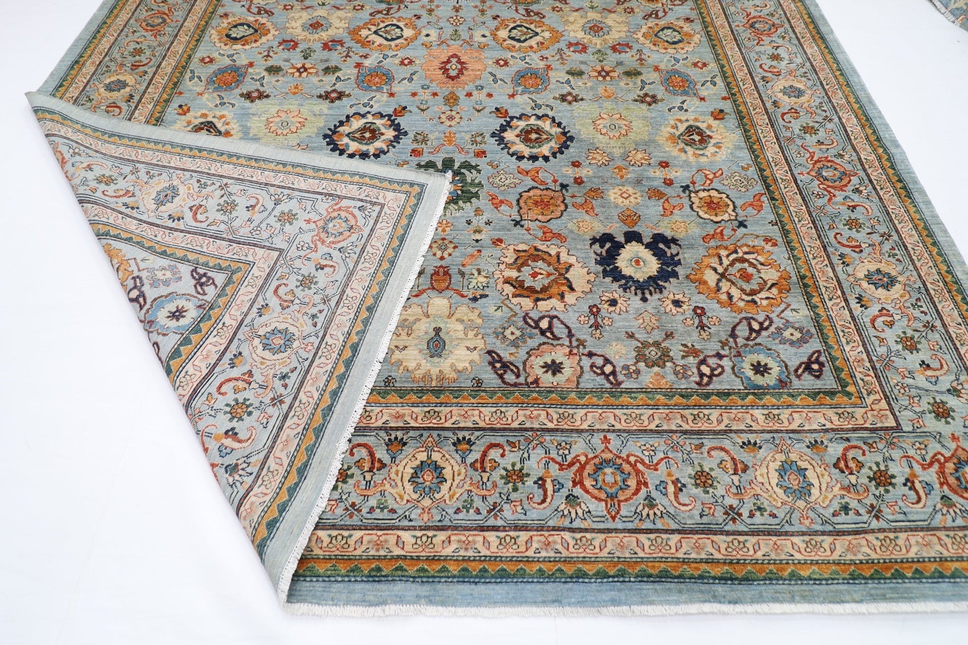 304 x 418 cm | Oriental Bidjar Blue Area Rug Afghan Hand Knotted Veg Dye Wool carpet - ART WOOL CARPET