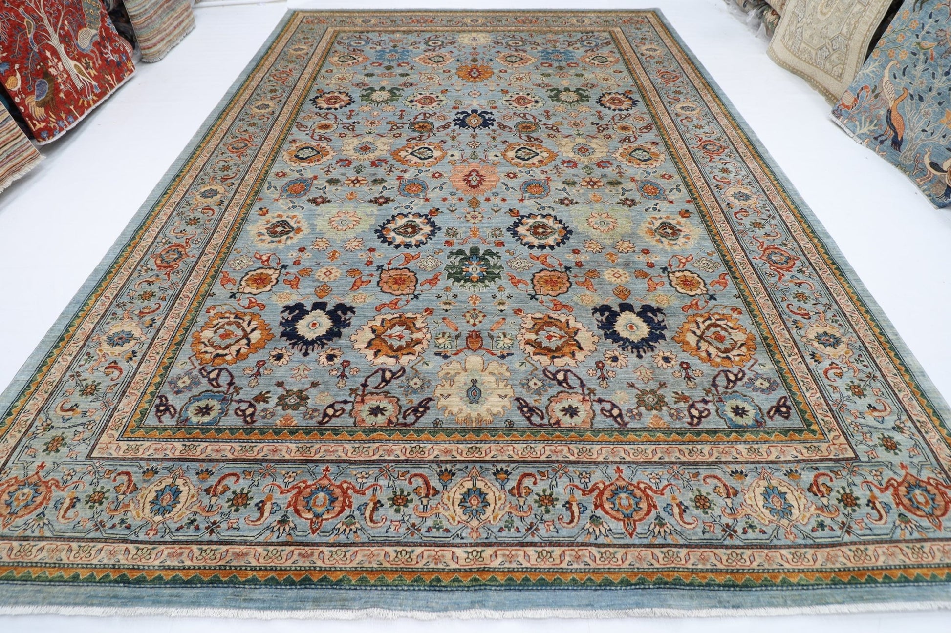 304 x 418 cm | Oriental Bidjar Blue Area Rug Afghan Hand Knotted Veg Dye Wool carpet - ART WOOL CARPET