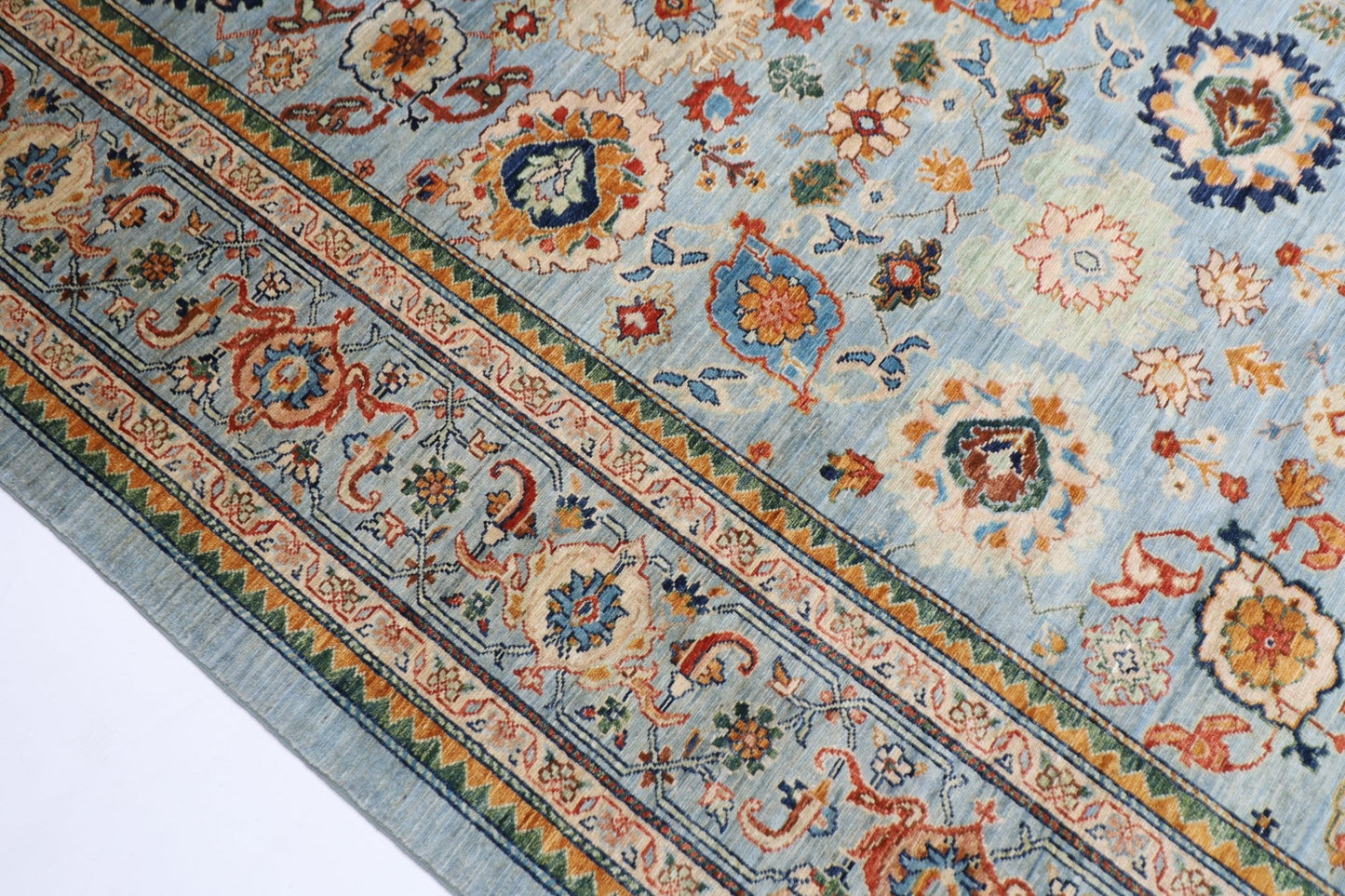 304 x 418 cm | Oriental Bidjar Blue Area Rug Afghan Hand Knotted Veg Dye Wool carpet - ART WOOL CARPET