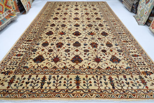 305 x 500 cm | Sultani Beige Area Rug Afghan Hand Knotted veg Dye Wool carpet - ART WOOL CARPET