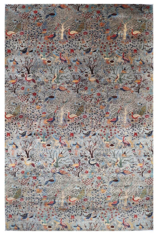 361 x 537 cm | Birds Afghan Tribal Hand Knotted Carpet