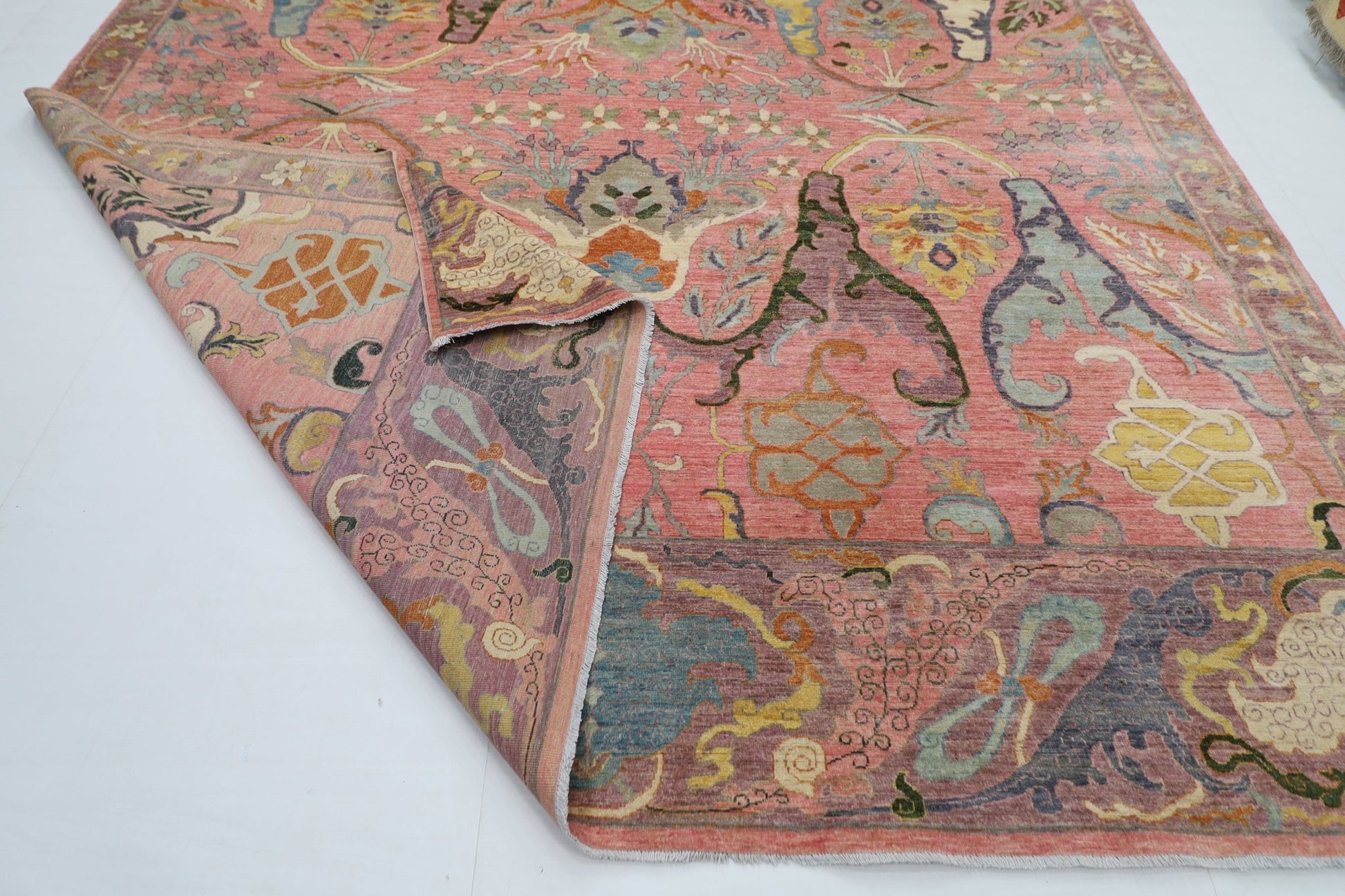 306 x 420 cm | Pink kawros Afghan Hand Knotted Wool carpet - ART WOOL CARPET