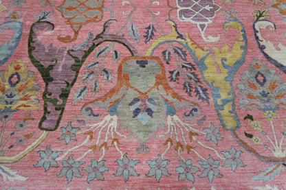 306 x 420 cm | Pink kawros Afghan Hand Knotted Wool carpet - ART WOOL CARPET