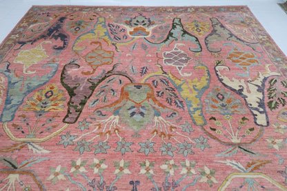 306 x 420 cm | Pink kawros Afghan Hand Knotted Wool carpet - ART WOOL CARPET