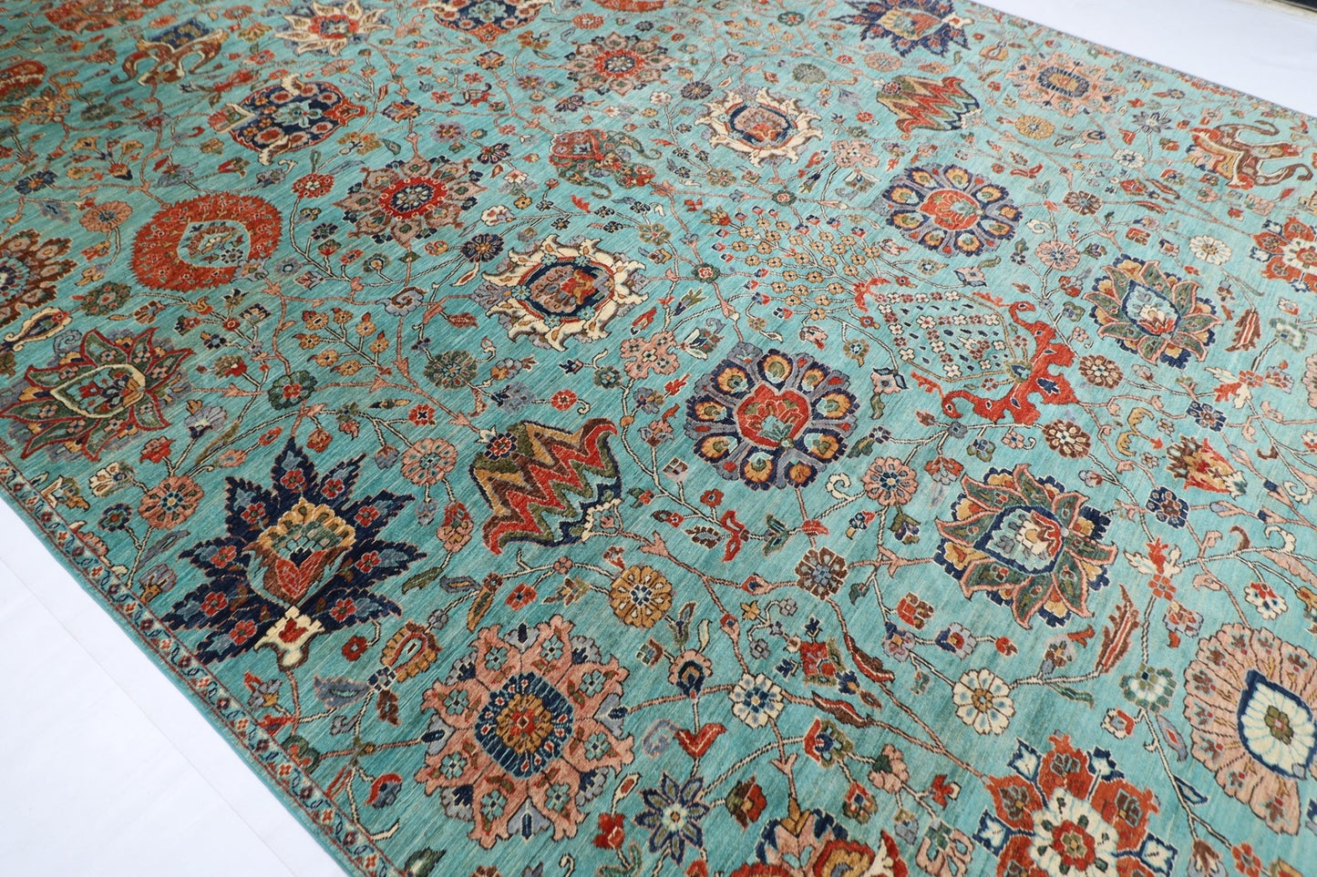 306 x 422 cm | Traditional Floral Area Rug Afghan Hand Knotted veg Dye Wool carpet - ART WOOL CARPET