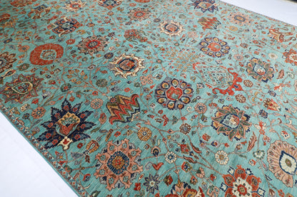 306 x 422 cm | Traditional Floral Area Rug Afghan Hand Knotted veg Dye Wool carpet - ART WOOL CARPET