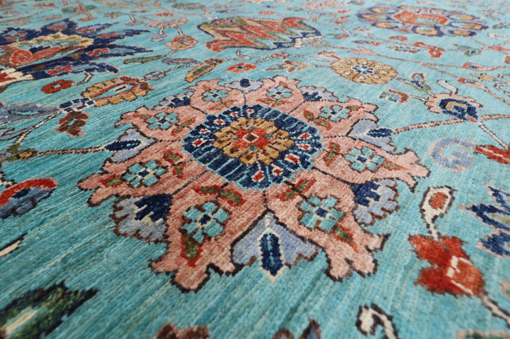 306 x 422 cm | Traditional Floral Area Rug Afghan Hand Knotted veg Dye Wool carpet - ART WOOL CARPET