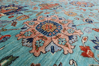 306 x 422 cm | Traditional Floral Area Rug Afghan Hand Knotted veg Dye Wool carpet - ART WOOL CARPET