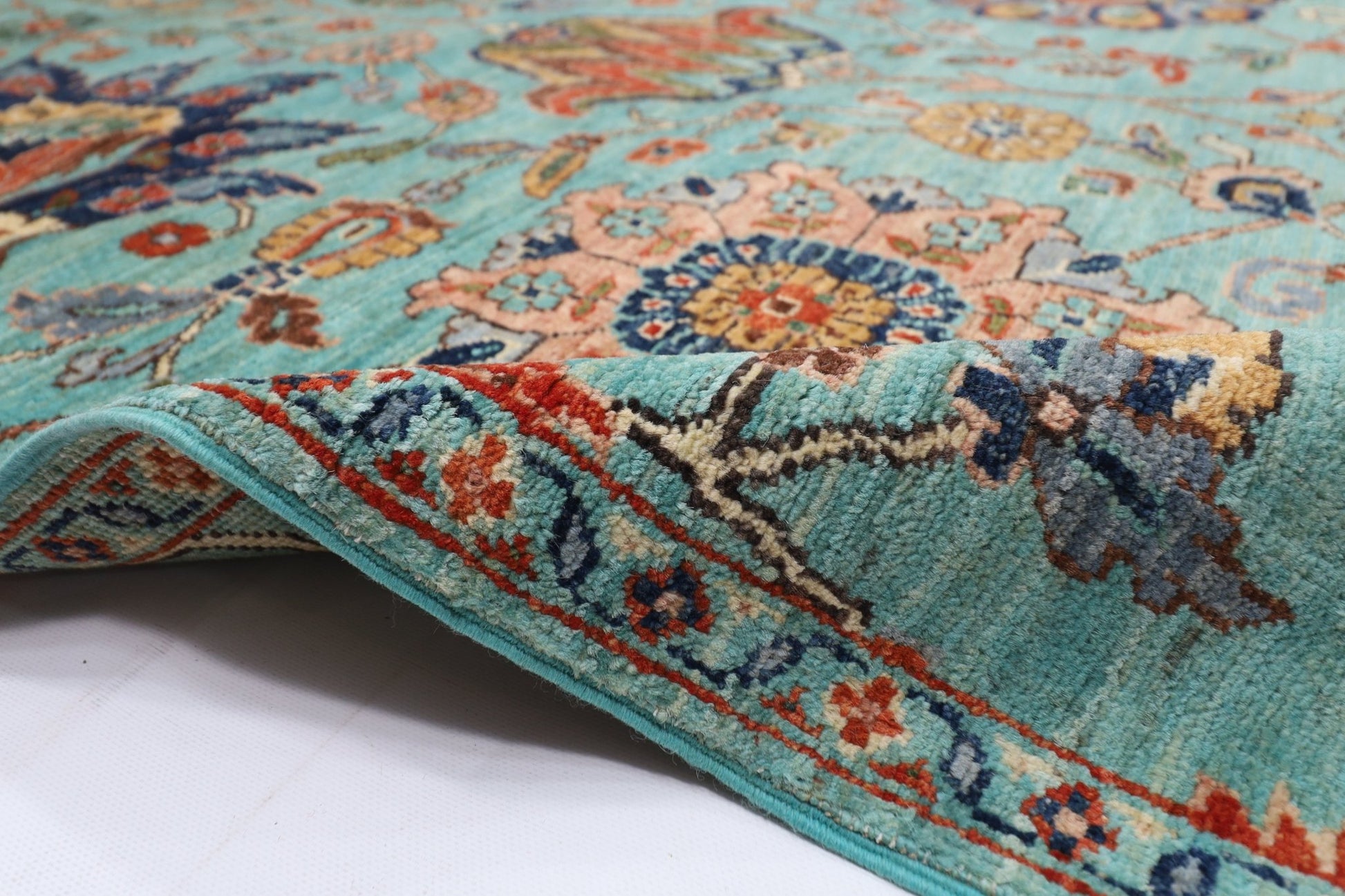 306 x 422 cm | Traditional Floral Area Rug Afghan Hand Knotted veg Dye Wool carpet - ART WOOL CARPET