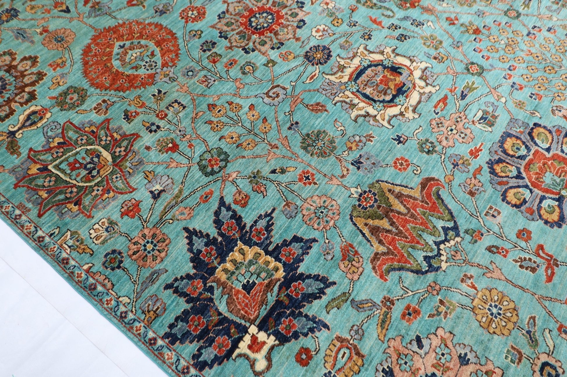 306 x 422 cm | Traditional Floral Area Rug Afghan Hand Knotted veg Dye Wool carpet - ART WOOL CARPET